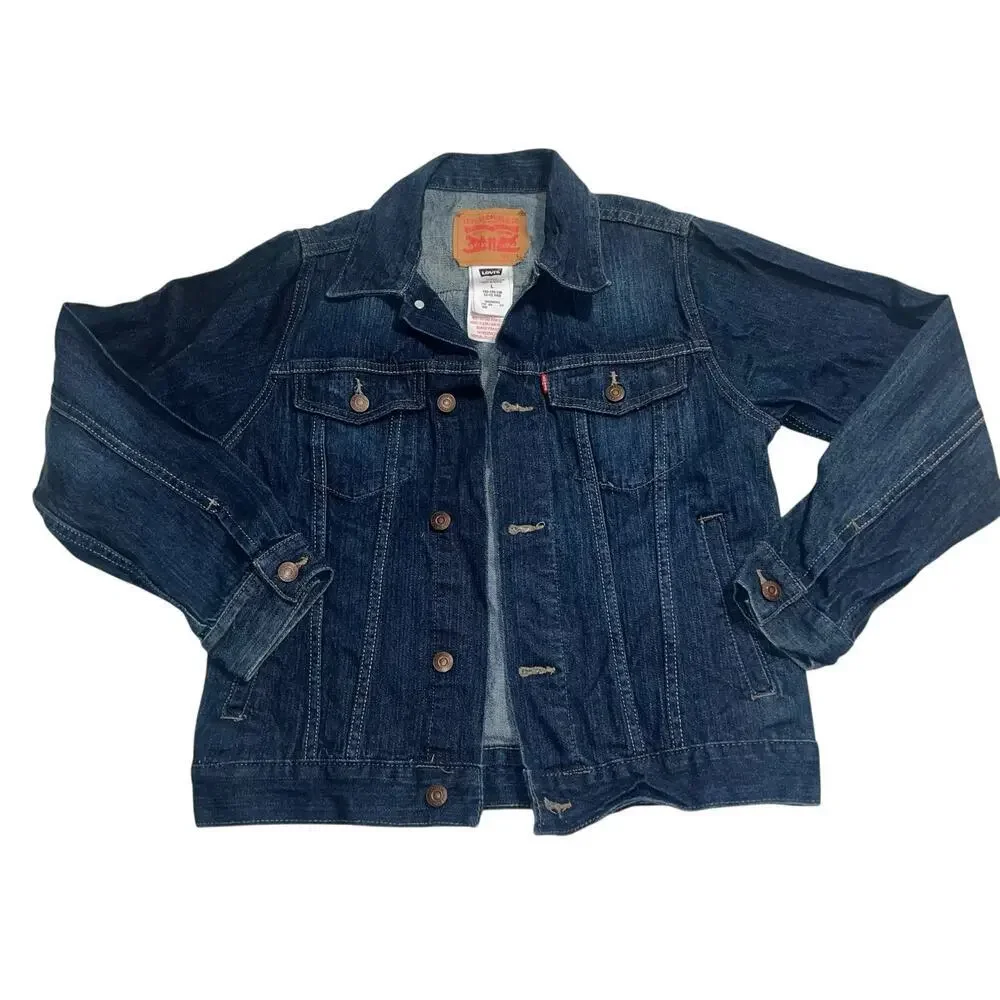 LEVI'S Women's Large Denim Blue Classic Dark Wash Trucker Style Jacket